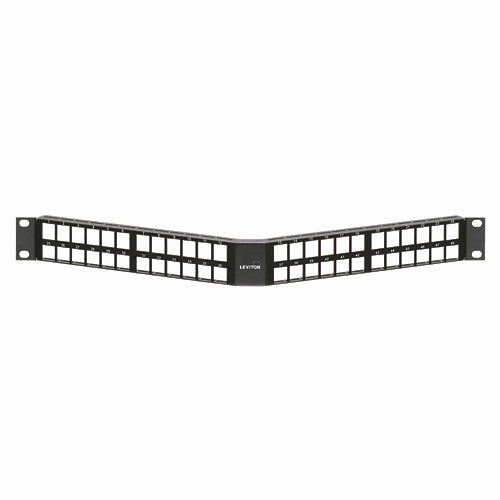Leviton 49256-D48, Angled Quickport Patch Panel, 48-Port, 1RU, Black