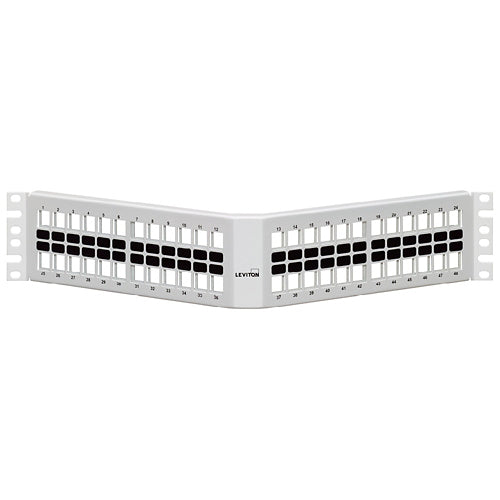 Leviton 49256-W8L, Angled Quickport Patch Panel, 48‑Port, 2RU, White
