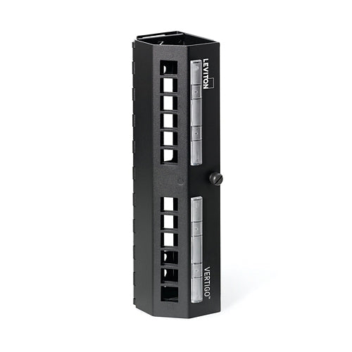 Leviton 49280-QP0, 12-Port Quickport VertiGO Zero-U Patch Panel, Panel only, Empty, Black