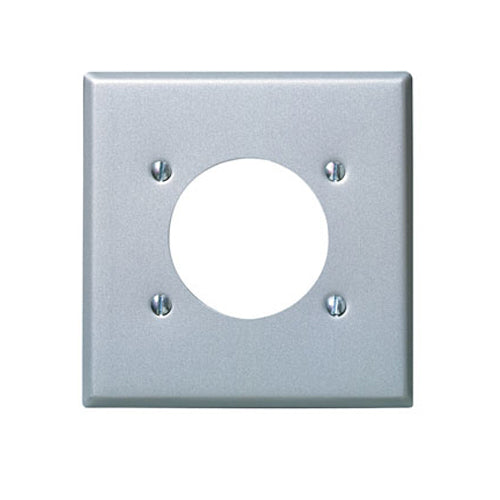 Leviton 4934, 2-Gang Flush Mount 2.15 Inch Diameter Device Receptacle Wallplate, Standard Size, Steel, Device Mount, Aluminum