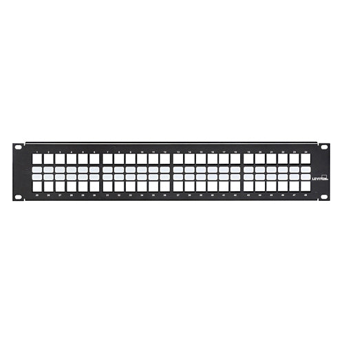 Leviton 49355-H48, Flat Quickport Patch Panel, 48-Port, 2RU, Cable Management Bar not Included, Black