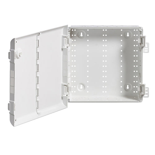 Leviton 49605-14P, 14'' Wireless Structured Media Enclosure with Vented Hinged Door, Plastic, White