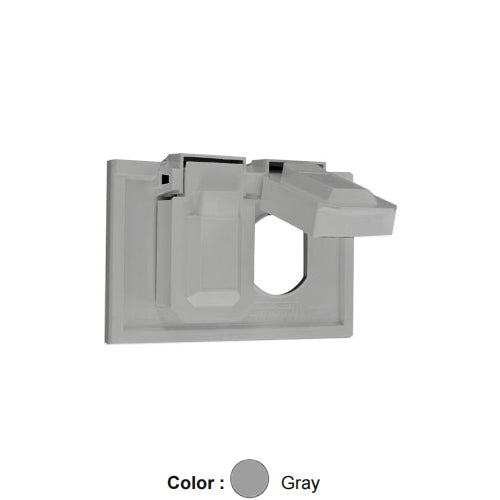 Leviton 4976-GY, 1-Gang Weatherproof Device Cover for Duplex Receptacle, Weather-Resistant, Thermoplastic Nylon, Horizontal Mounting, Self-Closing Covers, Gray, 2 Packs