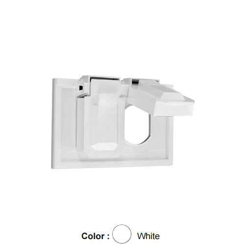 Leviton 4976-W, 1-Gang Weatherproof Device Cover for Duplex Receptacle, Weather-Resistant, Thermoplastic Nylon, Horizontal Mounting, Self-Closing Covers, White, 2 Packs