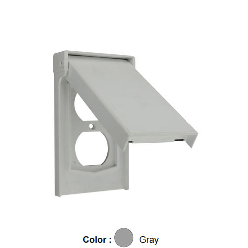 Leviton 4978-GY, 1-Gang Weatherproof Device Cover for Duplex Receptacle, Weather-Resistant, Thermoplastic Nylon, Vertical Mounting, Self-Closing Covers, Gray