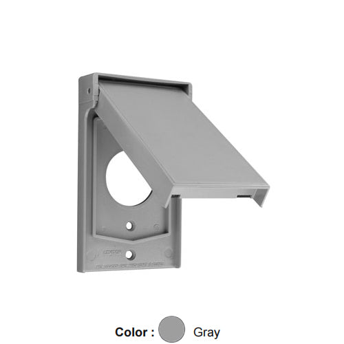 Leviton 4979-GY, 1-Gang Weatherproof Device Cover for Single 1.406 Inch Hole Receptacle, Weather-Resistant, Thermoplastic Nylon, Vertical Mounting, Self-Closing Covers, Gray