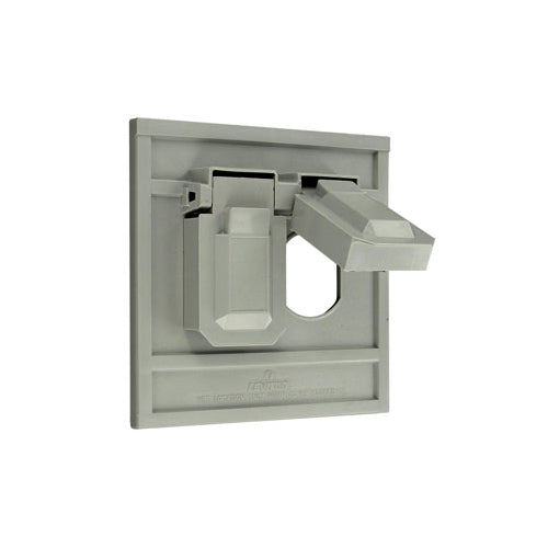 Leviton 4986-GY, 1-Gang Weatherproof Device Cover for Duplex Receptacle, Weather-Resistant Oversized, Thermoplastic Nylon, Horizontal Mounting, Gray