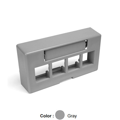 Leviton 49910-EG4, Quickport Modular Furniture Faceplate, Extended Depth, 4-Port, Includes 1 Blank Insert, Gray