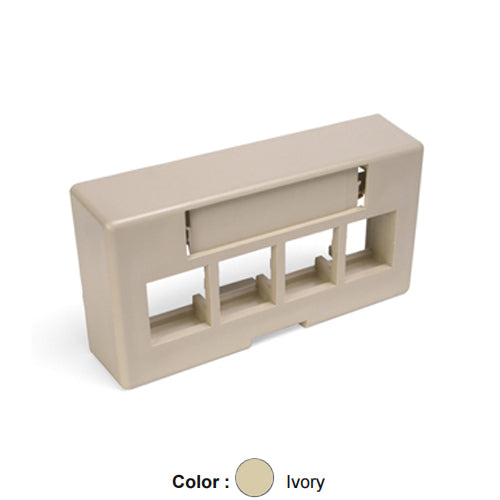 Leviton 49910-EI4, Quickport Modular Furniture Faceplate, Extended Depth, 4-Port, Includes 1 Blank Insert, Ivory