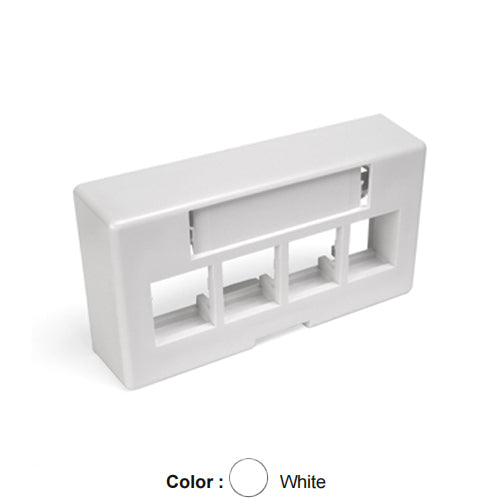 Leviton 49910-EW4, Quickport Modular Furniture Faceplate, Extended Depth, 4-Port, Includes 1 Blank Insert, White