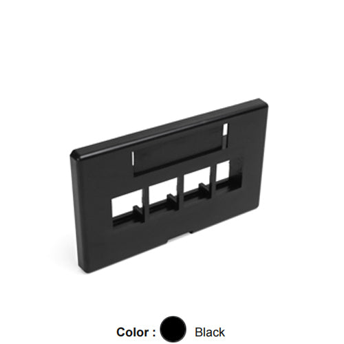 Leviton 49910-HE4, Quickport Modular Furniture Faceplate, Herman Miller, 4-Port, Includes 1 Blank Insert, Black