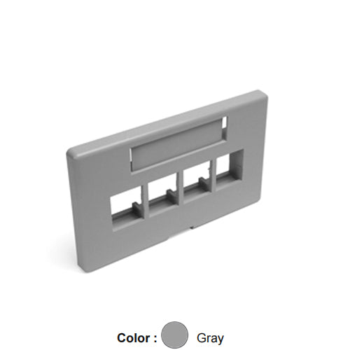 Leviton 49910-HG4, Quickport Modular Furniture Faceplate, Herman Miller, 4-Port, Includes 1 Blank Insert, Gray