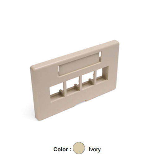 Leviton 49910-HI4, Quickport Modular Furniture Faceplate, Herman Miller, 4-Port, Includes 1 Blank Insert, Ivory