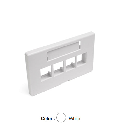 Leviton 49910-HW4, Quickport Modular Furniture Faceplate, Herman Miller, 4-Port, Includes 1 Blank Insert, White