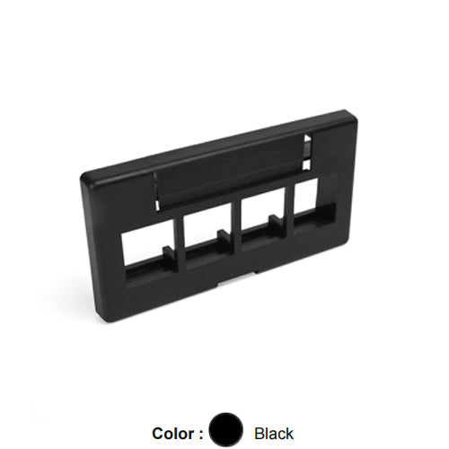 Leviton 49910-SE4, Quickport Modular Furniture Faceplate, Standard Depth, 4-Port, Includes 1 Blank Insert, Black