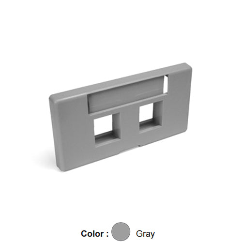 Leviton 49910-SG2, Quickport Modular Furniture Faceplate, Standard Depth, 2-Port, Gray