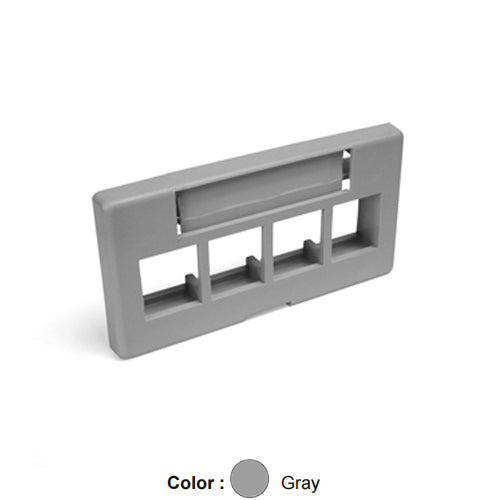 Leviton 49910-SG4, Quickport Modular Furniture Faceplate, Standard Depth, 4-Port, Includes 1 Blank Insert, Gray