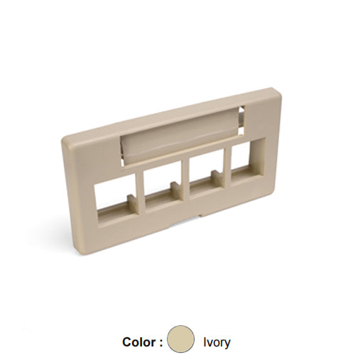 Leviton 49910-SI4, Quickport Modular Furniture Faceplate, Standard Depth, 4-Port, Includes 1 Blank Insert, Ivory