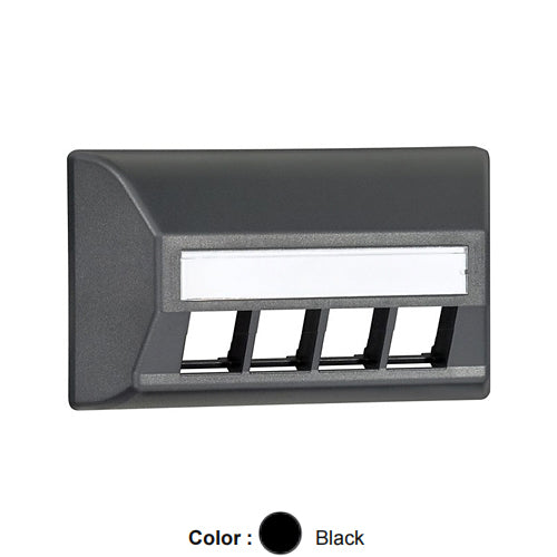 Leviton 49910-UE4, Quickport Angled Modular Furniture Faceplate, 4-Port, Black