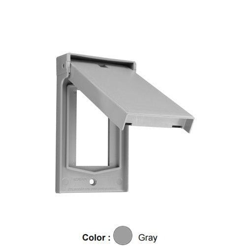 Leviton 4998-GY, 1-Gang Weatherproof Device Cover for Decora/GFCI Receptacle, Weather-Resistant, Thermoplastic Nylon, Vertical Mounting, Self-Closing Covers, Gray