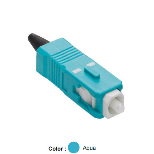 Leviton 49990-LSC, FAST-CURE Fiber Optic Connector, OM3/4, SC, Laser Optimized Multimode, For 900µm and 3mm Application, Aqua