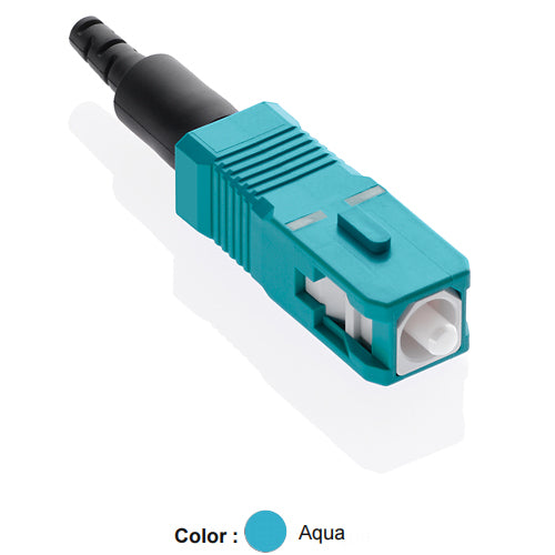 Leviton 49991-LSC, FASTCAM Pre-Polished Fiber Connector, OM3/OM4, SC (Aqua), 50/125μm, Laser Optimized Multimode
