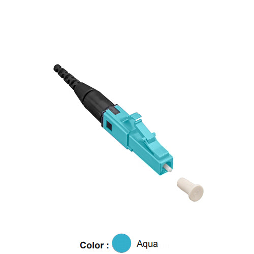 Leviton 499LC-AQ9, FASTSPLICE Fusion Splice On Fiber Connector, LC, Multimode, OM3/4, 900 μm, 12-Pack, Aqua