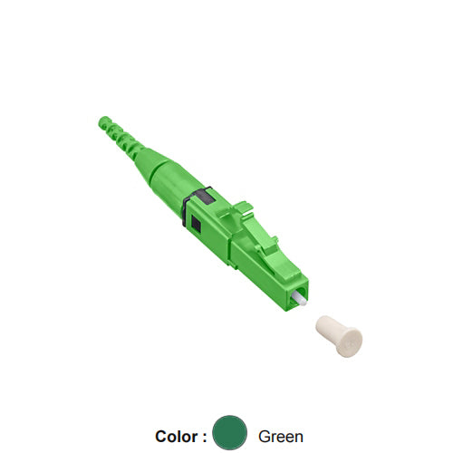 Leviton 499LC-GN9, FASTSPLICE Fusion Splice On Fiber Connector, LC, Single-Mode, APC, OS2, 900 μm, 12-Pack, Green