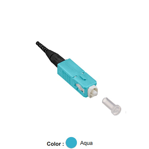 Leviton 499SC-AQ9, FASTSPLICE Fusion Splice On Fiber Connector, SC, Multimode, OM3/4, 900 μm, 12-Pack, Aqua