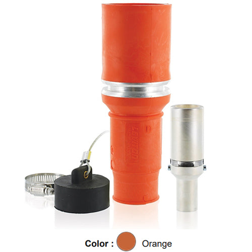 Leviton 49F31-O, Rhino-Hide 49 Series Single Pole Female Plug, Industrial Grade, Crimped, 313 MCM Cable, 1000 Volt, 636 Amp Max, Orange