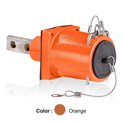 Leviton 49FR2-CO, Rhino-Hide 49 Series Single Pole Female Receptacle, Industrial Grade, 313-777 MCM Cable, Double Hole Bus Bar, 1000 Volt, 1135 Amp Max, Orange