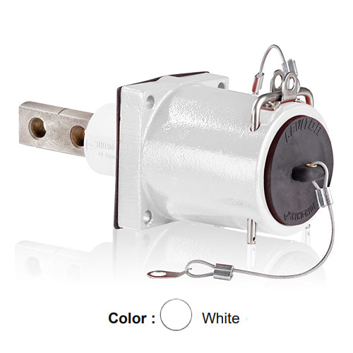 Leviton 49FR2-CW, Rhino-Hide 49 Series Single Pole Female Receptacle, Industrial Grade, 313-777 MCM Cable, Double Hole Bus Bar, 1000 Volt, 1135 Amp Max, White