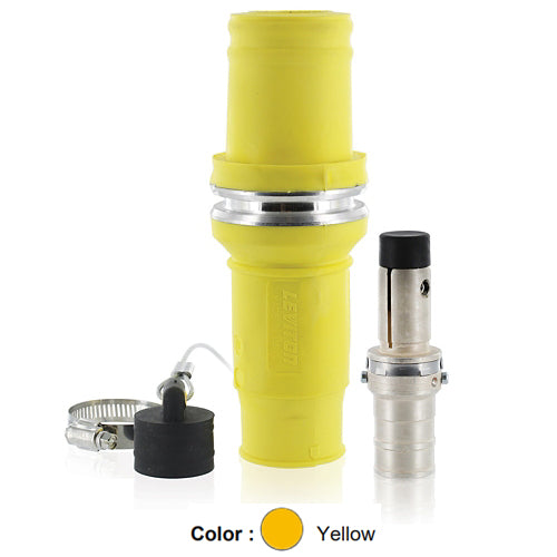 Leviton 49M44-Y, Rhino-Hide 49 Series Single Pole Male Plug, Industrial Grade, Crimped, 444 MCM Cable, 1000 Volt, 796 Amp Max, Yellow