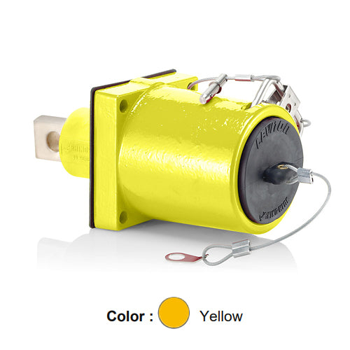 Leviton 49MR1-XY, Rhino-Hide 49 Series Single Pole Male 45 Degree Receptacle, Industrial Grade, 313-777 MCM Cable, Single Hole Bus Bar, 1000 Volt, 1135 Amp Max, Yellow