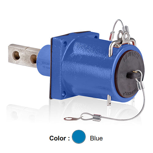 Leviton 49FR2-CB, Rhino-Hide 49 Series Single Pole Female Receptacle, Industrial Grade, 313-777 MCM Cable, Double Hole Bus Bar, 1000 Volt, 1135 Amp Max, Blue