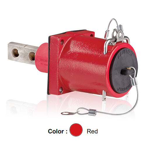 Leviton 49FR2-CR, Rhino-Hide 49 Series Single Pole Female Receptacle, Industrial Grade, 313-777 MCM Cable, Double Hole Bus Bar, 1000 Volt, 1135 Amp Max, Red
