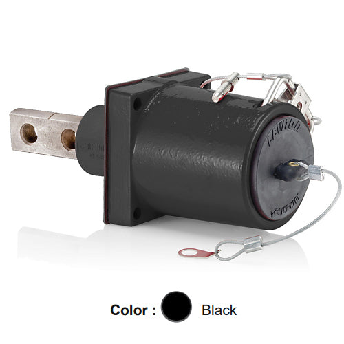Leviton 49FR2-XE, Rhino-Hide 49 Series Single Pole Female 45 Degree Receptacle, Industrial Grade, 313-777 MCM Cable, Double Hole Bus Bar, 1000 Volt, 1135 Amp Max, Black