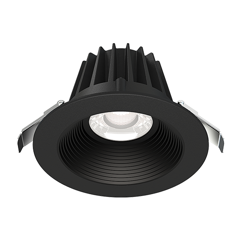 Lotus JXL-COB04-R15W-5CCT-BK-4RR-BF-BK, 4" Round Recessed Economy LED 15W, 120VAC, 5CCT, 1170-1380 Lumens, Black Reflector, Baffle Black Trim, Dimmable, 36° Beam Angle