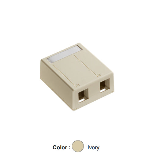 Leviton 4S089-2IP, Quickport Surface Mount Box for Shielded Connectors, 2-Port, 2.5'' W x 3.00'' D x 1.22'' H, Ivory