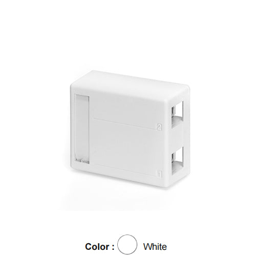 Leviton 4S089-2WP, Quickport Surface Mount Box for Shielded Connectors, 2-Port, 2.5'' W x 3.00'' D x 1.22'' H, White