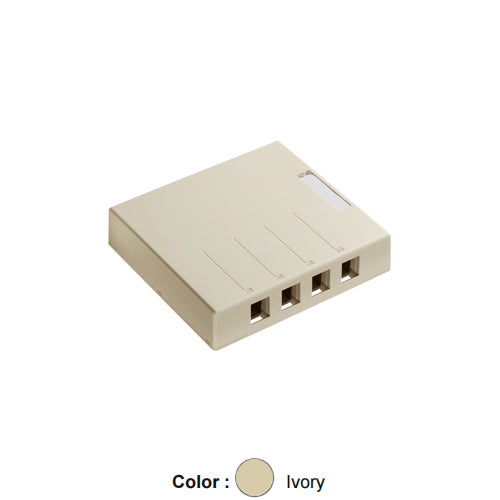 Leviton 4S089-4IP, Quickport Surface Mount Box for Shielded Connectors, 4-Port, 5.6'' W x 5.20'' D x 1.22'' H, Ivory