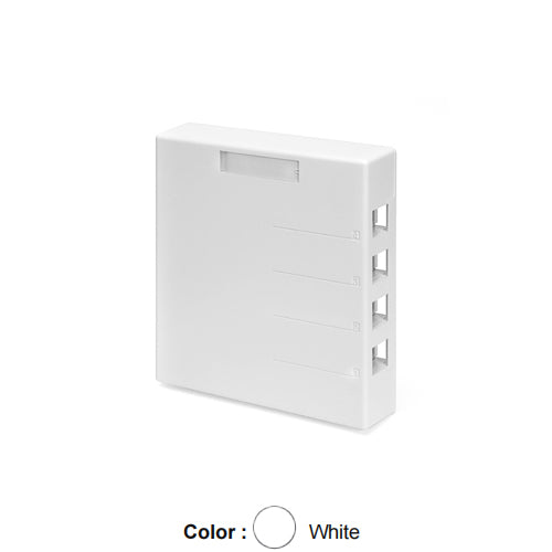 Leviton 4S089-4WP, Quickport Surface Mount Box for Shielded Connectors, 4-Port, 5.6'' W x 5.20'' D x 1.22'' H, White