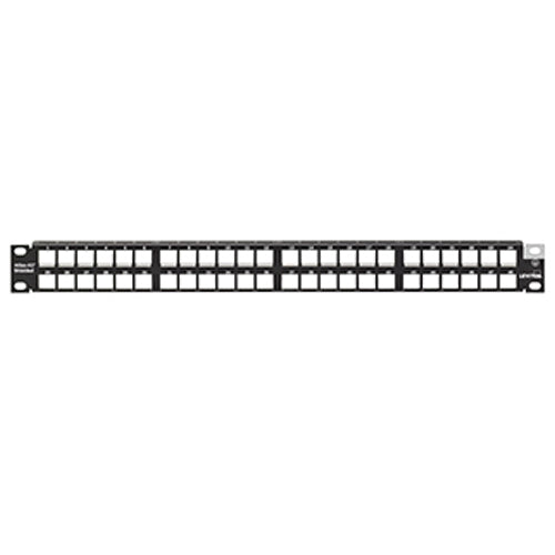 Leviton 4S255-D48, Flat Shielded Quickport Patch Panel, 48-Port, 1RU, High-Density Rear Cable Manager Sold Separately, Black