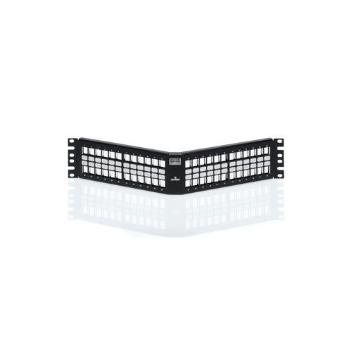 Leviton 4S256-S48, Shielded Angled Quickport Patch Panel, 48‑Port, 2RU, Black