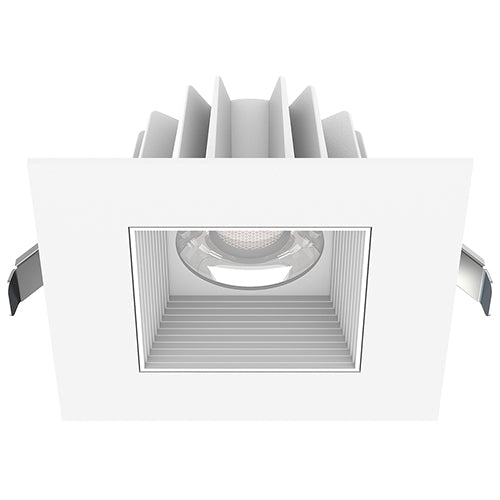 Lotus JXL-COB04-S15W-CCT-WH-4SR-BF-WH, 4" LED Square White Trim Recessed Economy, 15W, 120VAC, 3CCT, 1200-1290 Lumens, Baffle White Reflector, Dimmable