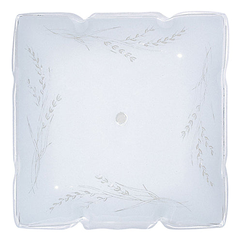 Satco 50-503, 12" Ruffled Glass Square Lamp Shade, Ruffled Edge White Finish, Wheat Design Flora