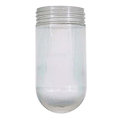 Satco 50-547, THD Fitter Crystal Bulb Shade, Clear Ribbed Finish, 3 11/32'' Diameter, 6.94'' Height, 3.017'' Fitter