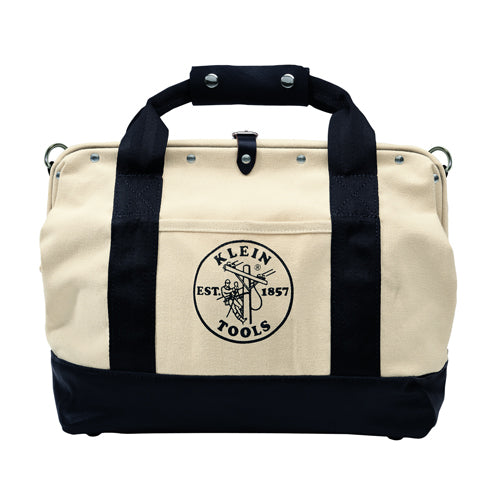 Klein Tools 5003-18, Tool Bag, Canvas with Leather Bottom, 11 Pockets, 18-Inch