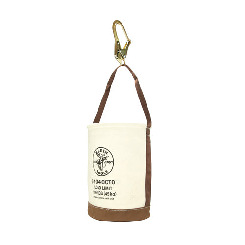 Klein Tools 5104OCTO, Canvas Bucket, Leather Bottom, Connection Points, 12-Inch