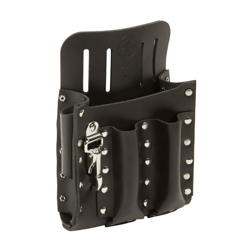 Klein Tools 5126, Leather Tool Pouch with Knife Snap, 5-Pocket